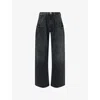 Maison Margiela Womens  Contrast-insert Straight-leg Denim Jeans In Black