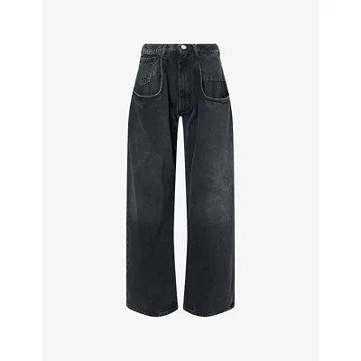 Maison Margiela Womens  Contrast-insert Straight-leg Denim Jeans In Black