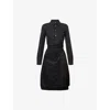 Maison Margiela Womens Melange Carbon Black Long-sleeve Contrast-skirt Virgin-wool Midi Dress In Animal Print