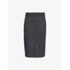 Maison Margiela Womens Anthracite Pleated Multi-pockets Woven-blend Midi Skirt In Anthracite