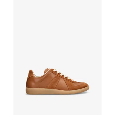Maison Margiela Womens Replica Leather And Suede Low-top Trainers Mid Brow In Mid Brown