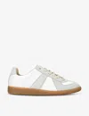 Maison Margiela Women Replica Low-top Leather Sneakers With Suede Inserts In White