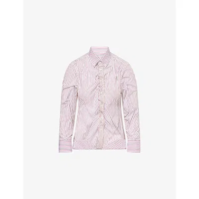 MAISON MARGIELA WOMENS MAISON MARGIELA STRIPE-PRINT LAYERED-TULLE COTTON SHIRT