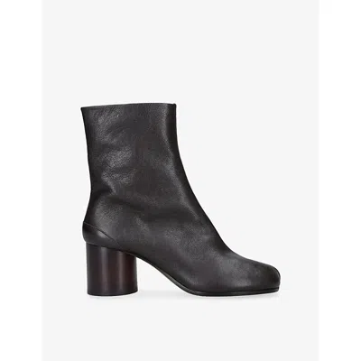 MAISON MARGIELA WOMENS TABI 60 LEATHER HEELED ANKLE BOOTS WINE EUR 38.5 / 5.5 UK