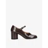 Maison Margiela Leather Tabi Mary Jane Pumps 60 In Brown
