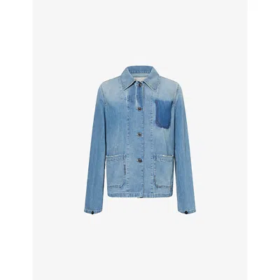 Maison Margiela Womens Medium Blue Vintage Patch-pocket Denim Shirt