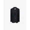 Maison Margiela Black Jacket With Classic Lapels And Logo Stitching On The Back In Mohair And Wool Blend Woman In Midnight Blue