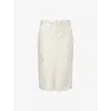 Maison Margiela Womens Murble Front-fold High-rise Cotton Midi Skirt In Multi
