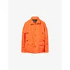 Maison Margiela Womens Orange Fluo Black Check Relaxed-fit Buttoned-collar Woven Jacket In Orange
