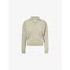 Maison Margiela Womens Pale Green V-neck Relaxed-fit Wool Polo Shirt In Gold