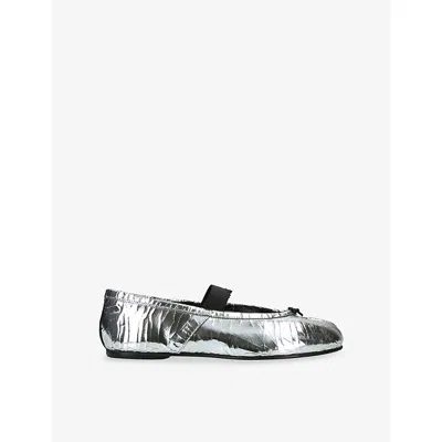 MAISON MARGIELA WOMENS SILVER TABI LEATHER BALLERINA FLATS EUR 38.5 / 5.5 UK