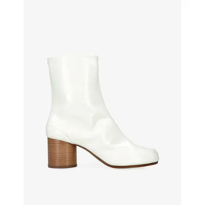 Maison Margiela Womens Tabi 60 Leather Heeled Ankle Boots White Eur 39 / 6 Uk
