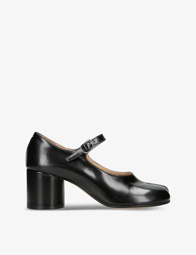 Maison Margiela Womens Tabi 60 Split-toe Block-heel Leather Mary-janes Black Eur 37 / 4 Uk