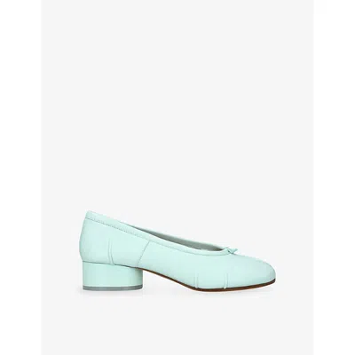 Maison Margiela Womens Tabi Ballerina Leather Heeled Shoes Pale Green Eur 38.5 / 5.5 Uk