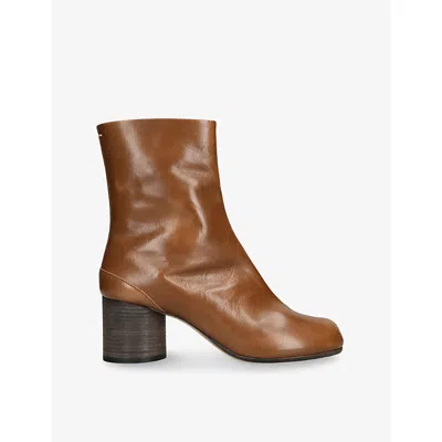 MAISON MARGIELA WOMENS TAN TABI LEATHER HEELED ANKLE BOOTS EUR 39.5 / 6.5 UK