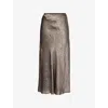 Maison Margiela Womens Taupe Crinkled-texture Regular-fit Woven Midi Skirt In Brown