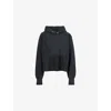 Maison Margiela Embroidered Logo Jersey Cropped Hoodie In Vintage Black