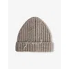 Maison Margiela Womens Walnut Signature-stitch Ribbed Wool-blend Beanie Hat In Brown