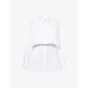 Maison Margiela Womens  Contrast-striped Long-sleeves Cotton-poplin Jumpsuit In White