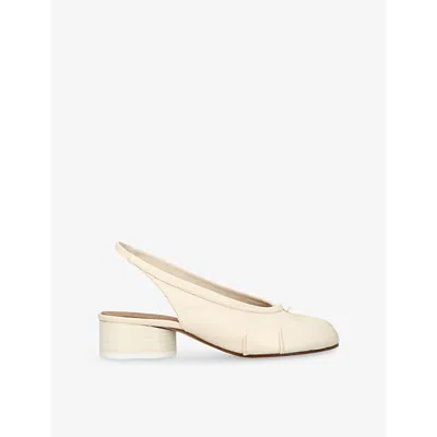MAISON MARGIELA WOMENS WHITE TABI 30 SPLIT-TOE SLINGBACK LEATHER BALLET FLATS EUR 38.5 / 5.5 UK