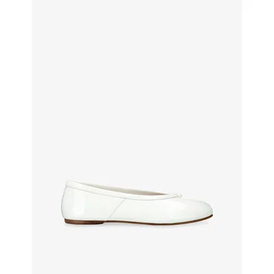 Maison Margiela Womens White Tabi Ballerina Leather Ballet Flats Eur 37 / 4 Uk