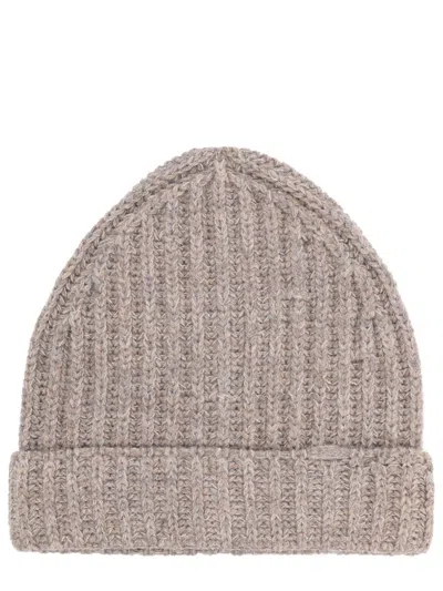 Maison Margiela Wool And Cotton Blend Beanie In Sand
