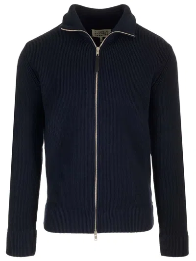 Maison Margiela Zipped Cardigan In Blue