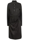 Maison Margiela Wool And Shell Midi Shirt Dress In Gray