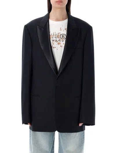 Maison Margiela Wool Single-breasted Blazer Jacket In Black
