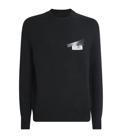 Maison Margiela Wool-blend Cable Knit Sweater In Black