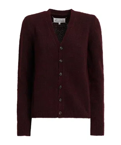 Maison Margiela Wool Blend Cardigan In Brown
