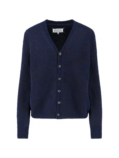 Maison Margiela Wool Blend Cardigan In Blue