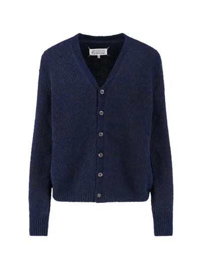 Maison Margiela Wool Blend Cardigan In Blue