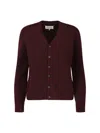 Maison Margiela Washed Wool Knit Cardigan In Burgundy