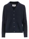 Maison Margiela Wool Blend Cardigan In Blue