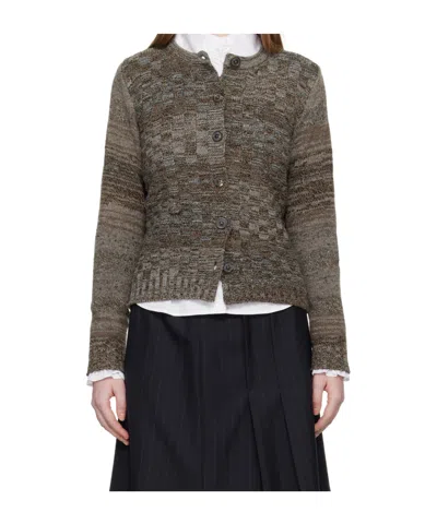 Maison Margiela Wool Blend Knit Cardigan In Brown