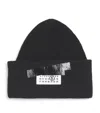 Maison Margiela Wool-blend Logo-patch Beanie In Black