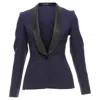 Maison Margiela Wool Blend Satin Collar Tuxedo Blazer In Blue