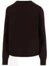 Maison Margiela Dropped Shoulder Burgundy Wool Sweater With Ribbed Details In Brown
