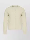 Maison Margiela Wool Buttoned Crew Neck Cardigan In Neutral