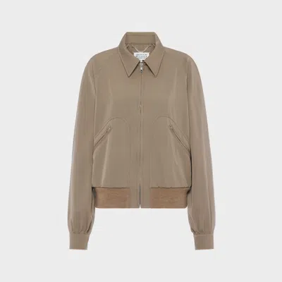 Maison Margiela Wool Jacket Zip Pockets Ribbed Hem Collar In Gray