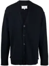 Maison Margiela Cozy Navy Blue Wool Cardigan