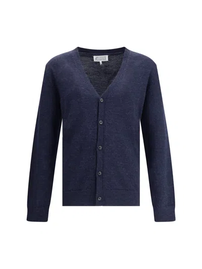 Maison Margiela Wool Cardigan In Blue