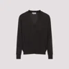 Maison Margiela Brown Wool Cardigan With Suede Elbow Patches In Black