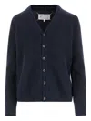 Maison Margiela Button-front Stitched Cardigan In Blue