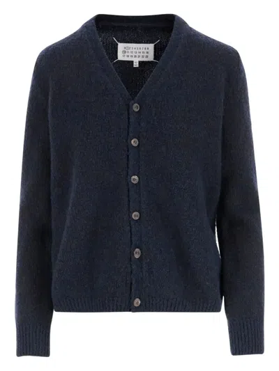 Maison Margiela Wool Cardigan In Blue