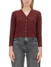 Maison Margiela Bordeaux Red Wool Cardigan In Bordeaux