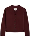 Maison Margiela Bordeaux Red Wool Cardigan In Bordeaux
