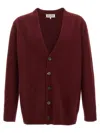 Maison Margiela Wool Cardigan With V-neck And Back Detail In Bordeaux