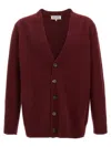 Maison Margiela Wool Cardigan With V-neck And Back Detail In Bordeaux